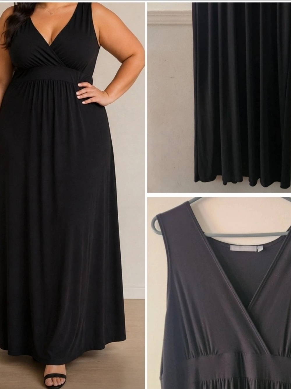 NY Collection Black Sleeveless V-Neck Maxi Dress